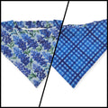 Watercolor Bluebonnet/Navy Weave Diagonal Plaid Reversible Slip-on Scrunchie Bandana (Large)