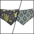 Boho Southwestern Desert/ Alpaca Teal Southwestern Reversible Slip-on Scrunchie Bandana (X-Small/Small)