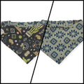 Boho Southwestern Desert/ Alpaca Teal Southwestern Reversible Slip-on Scrunchie Bandana (Medium)