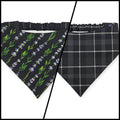 Dark Lavender Wildflowers/Black Plaid Reversible Slip-on Scrunchie Bandana (Medium/Large)