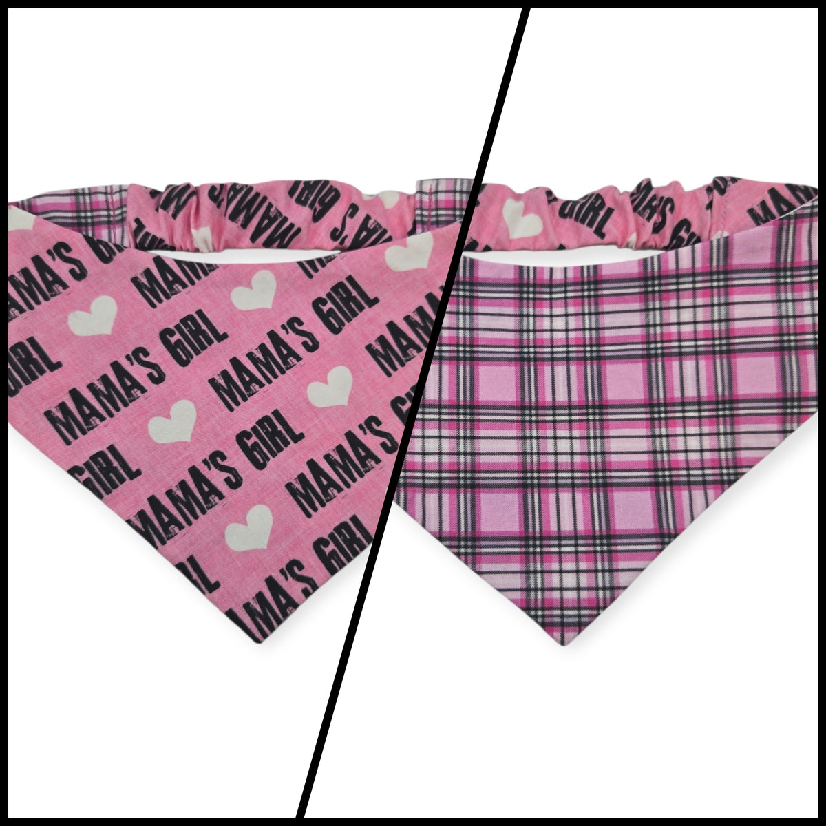 Mama's Girl/Pink Furberry Plaid Reversible Slip-on Scrunchie Bandana (Medium)
