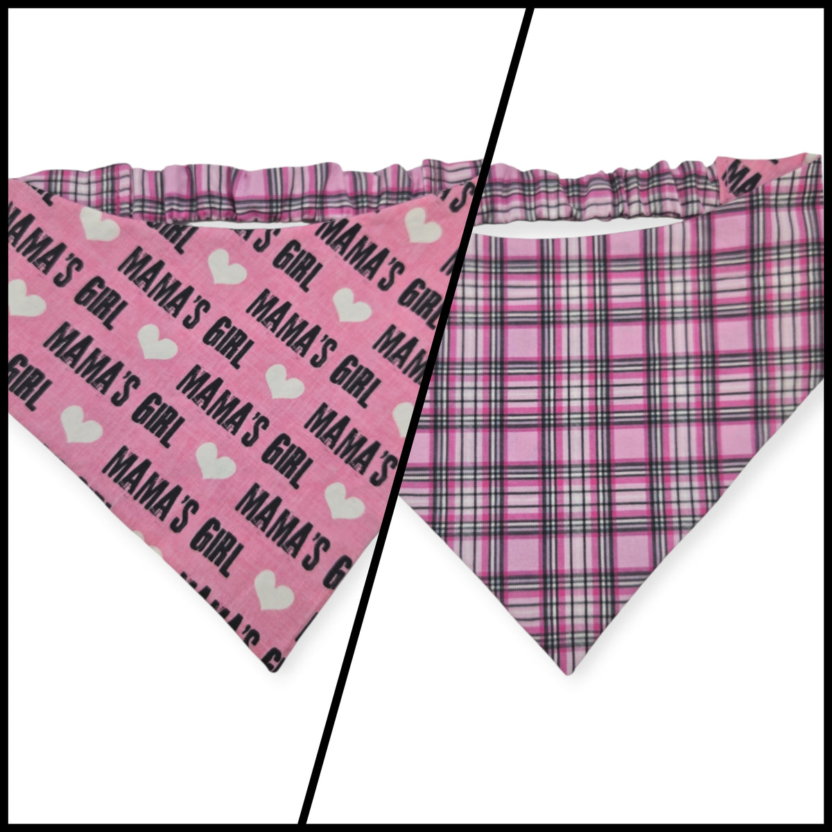 Mama's Girl/Pink Furberry Plaid Reversible Slip-on Scrunchie Bandana (Large/X-Large)