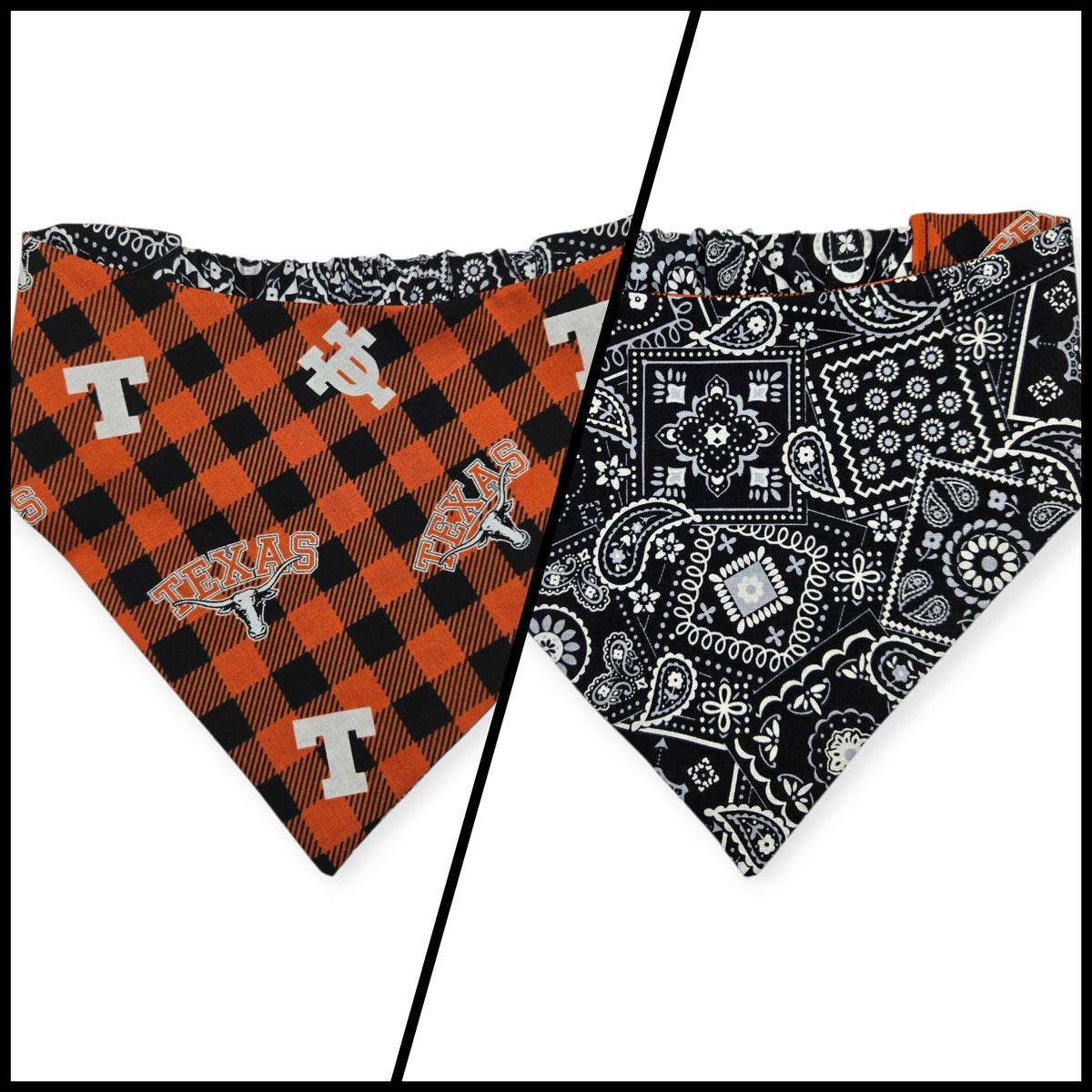 Texas Buffalo Plaid/Black Paisley Reversible Slip-on Scrunchie Bandana (X-Large)