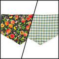 Peach Tree on Black/Green & Blue Spring Plaid Reversible Tie-on Bandana (Large)