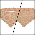 Peach Fuzz in Nature/Peach Floral Paisley Reversible Slip-on Scrunchie Bandana (Small/Medium)
