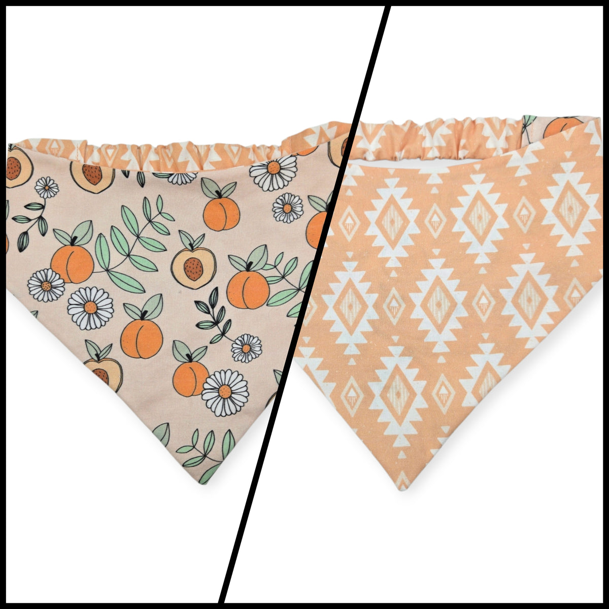Sweet Peachy Daisies/Coastal Cowgirl Reversible Slip-on Scrunchie Bandana (Large)
