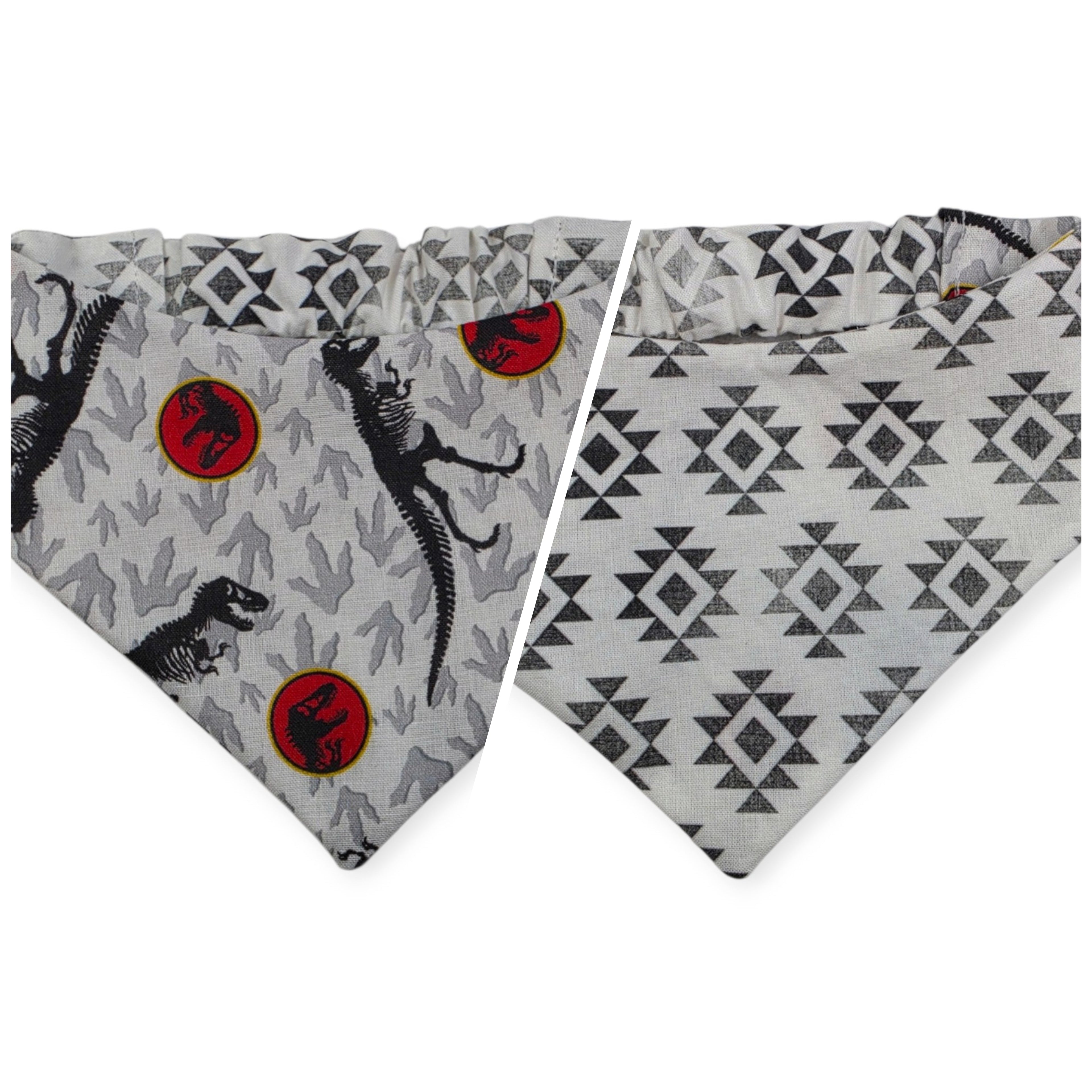 Jurassic Skeletons/Distressed Grunge Aztec Reversible Slip-on Scrunchie Bandana (Medium/Large)