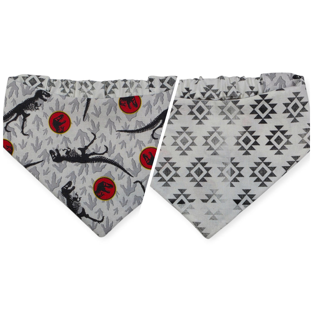 Jurassic Skeletons/Distressed Grunge Aztec Slip-on Scrunchie Bandana (Small)