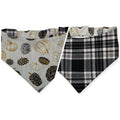 Pumpkin Quilt/Gray & Tan Plaid Reversible Reversible Slip-on Scrunchie Bandana (Small/Medium)