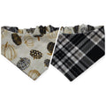 Pumpkin Quilt/Gray & Tan Plaid Reversible Slip-on Scrunchie Bandana (X-Small/Small)