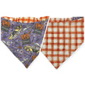 Halloweentown/Orange Painted Gingham Check Reversible Slip-on Scrunchie Bandana (Medium/Large)