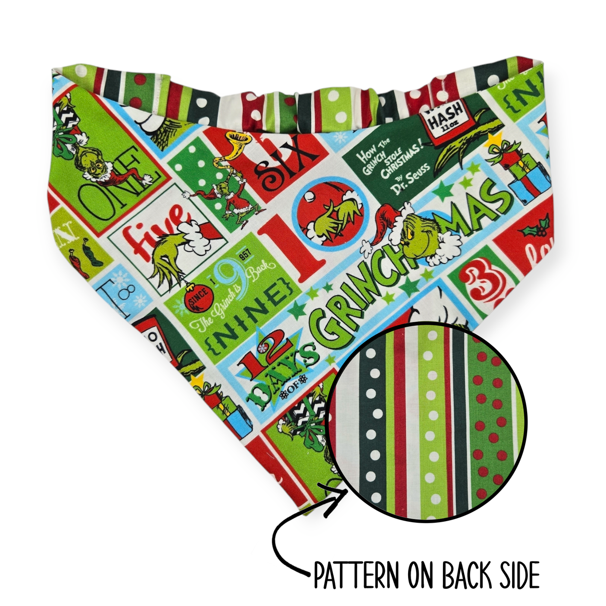 Grouchy Count Down/Christmas Stripes Reversible Bandana