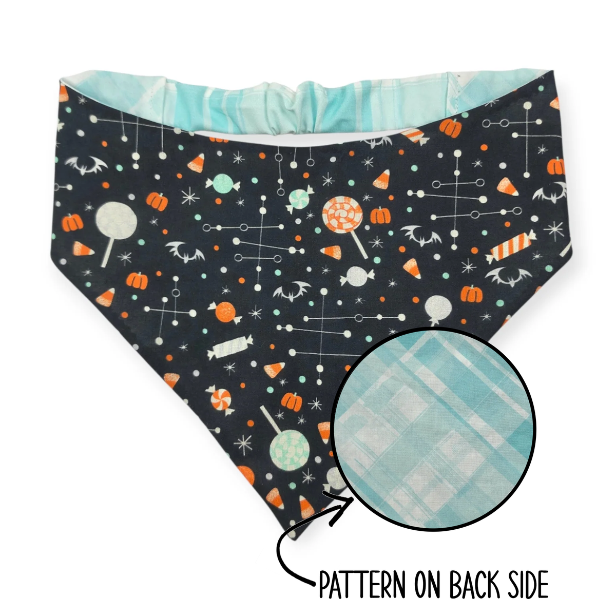 Halloween Candy/Faded Madras Diagonal Plaid Reversible Bandana