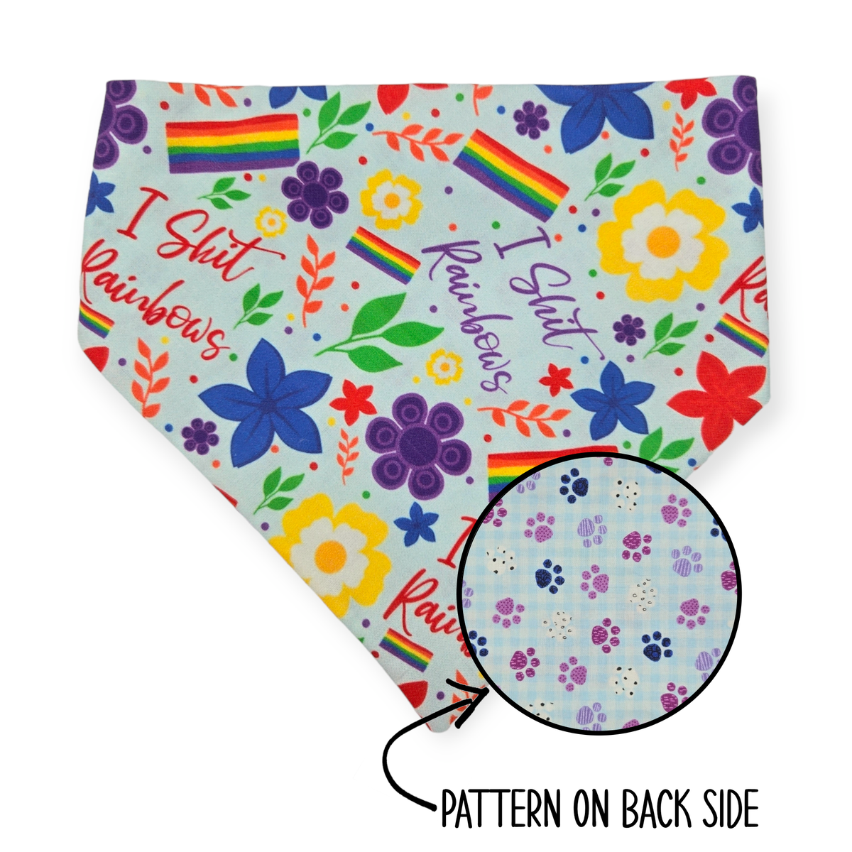I Shit Rainbows/Paws & Plaid Reversible Bandana
