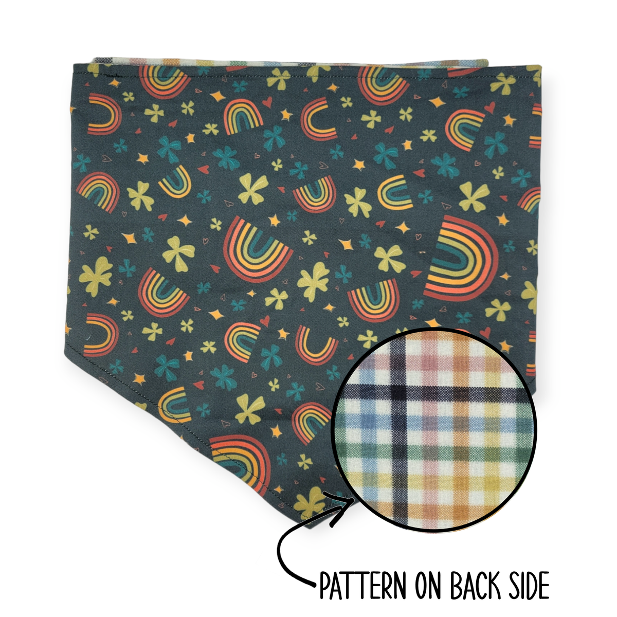 Lucky Charms/Rainbow Plaid Reversible Bandana