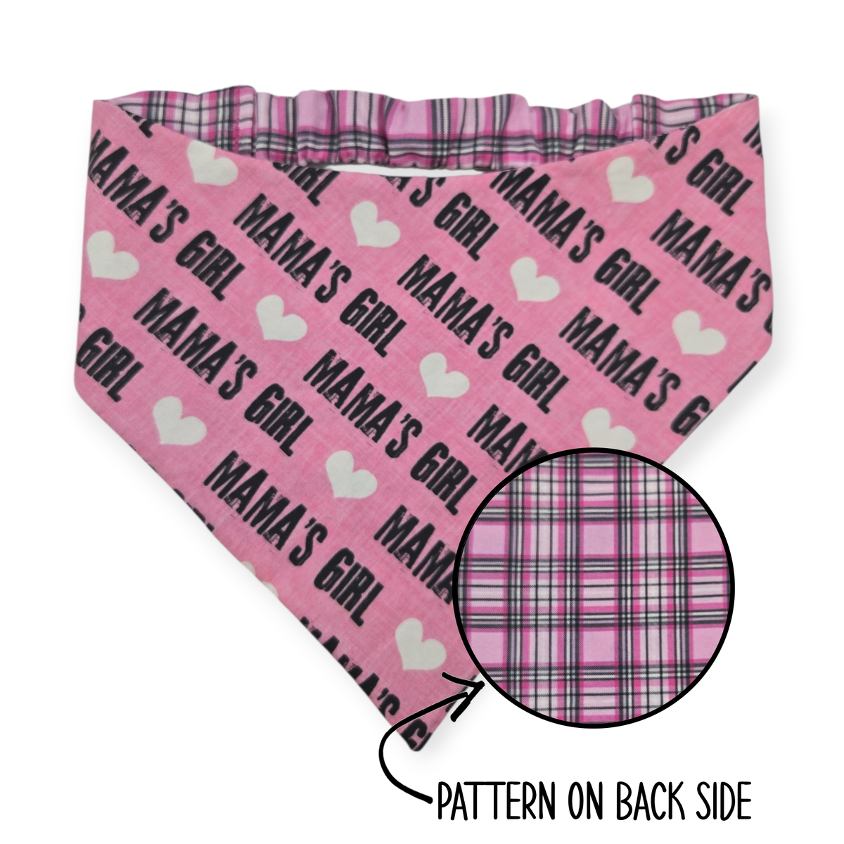 Mama's Girl/Pink Furberry Plaid Reversible Bandana
