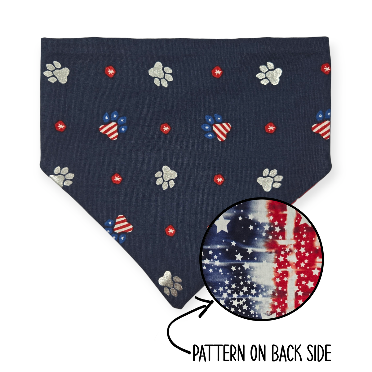 Navy Paw Prints/Tie Dye Star Patriotic Reversible Bandana