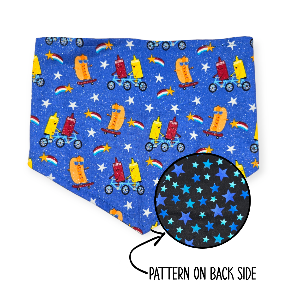 Patriotic Food/Blue Stars Reversible Bandana
