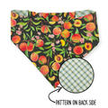 Peach Tree on Black/Green & Blue Spring Plaid Reversible Bandana