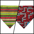 Woof/Christmas Stripes Reversible Slide-on Bandana (Medium)