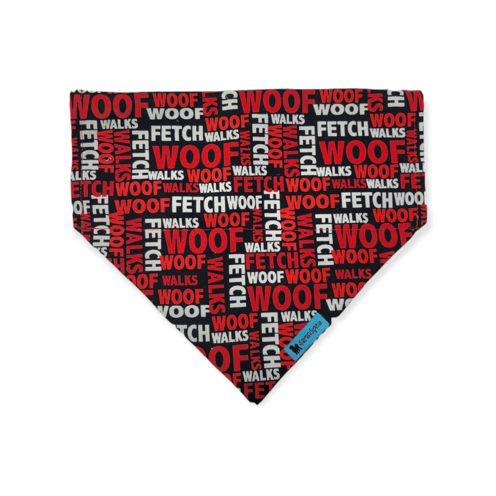 Woof/Christmas Stripes Reversible Slide-on Bandana (Medium)