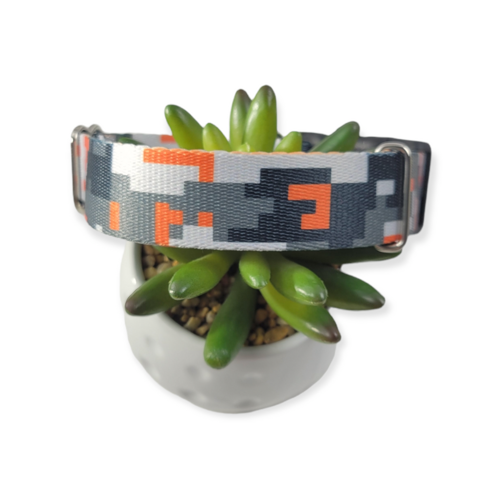 Orange Digital Camo Dog Collar (Medium, 1" wide)
