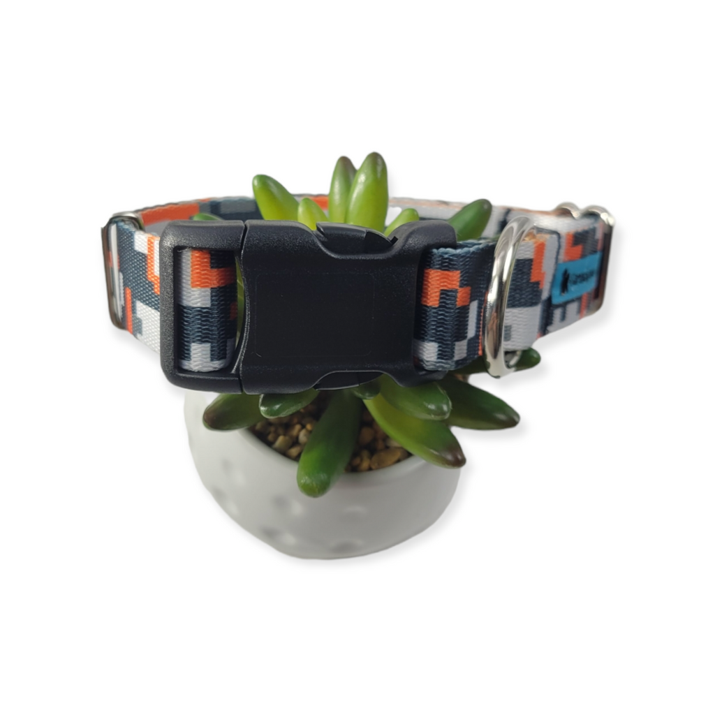 Orange Digital Camo Dog Collar (Medium, 1" wide)