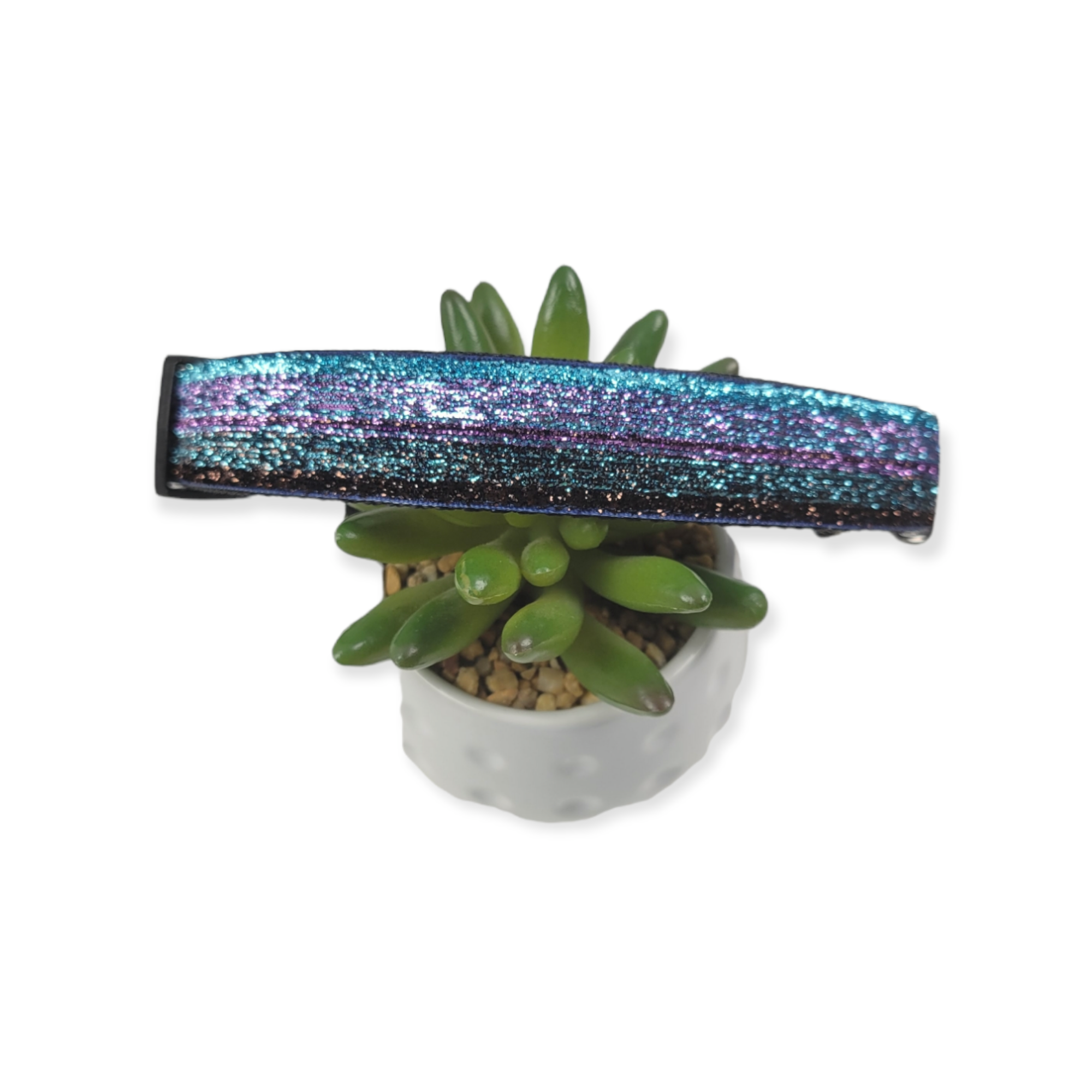 Aqua, Brown & Purple Glitter Martingale Dog Collar (Large)