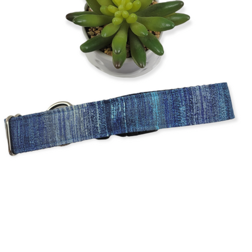 Blue Sketch Dog Collar (Large/X-Large, 1.25" wide)