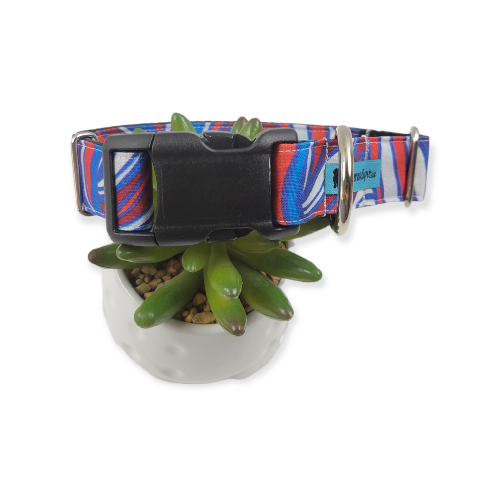 Patriotic Stained Glass Dog Collar (Medium, 1" wide)