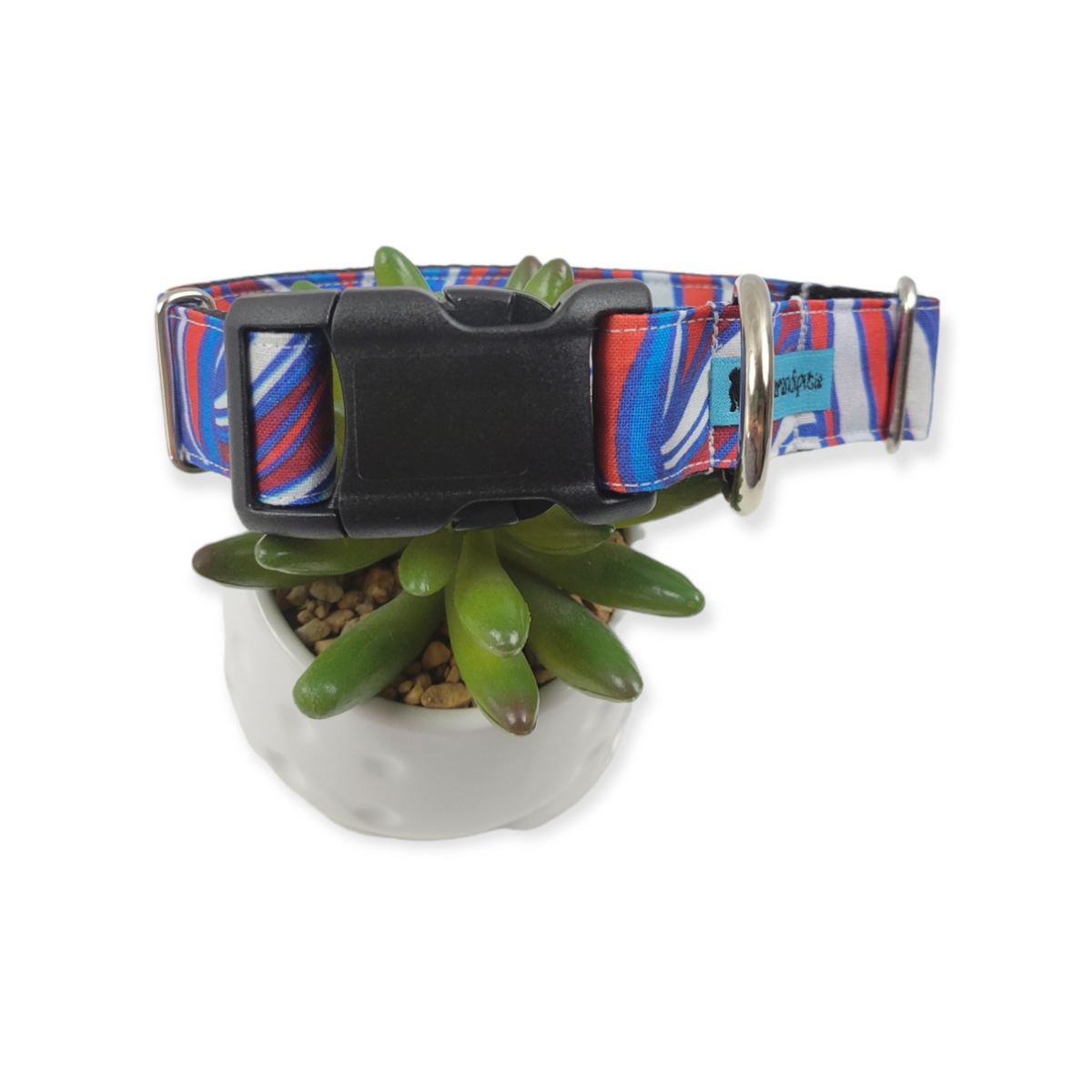 Patriotic Stained Glass Dog Collar (Medium, 1" wide)