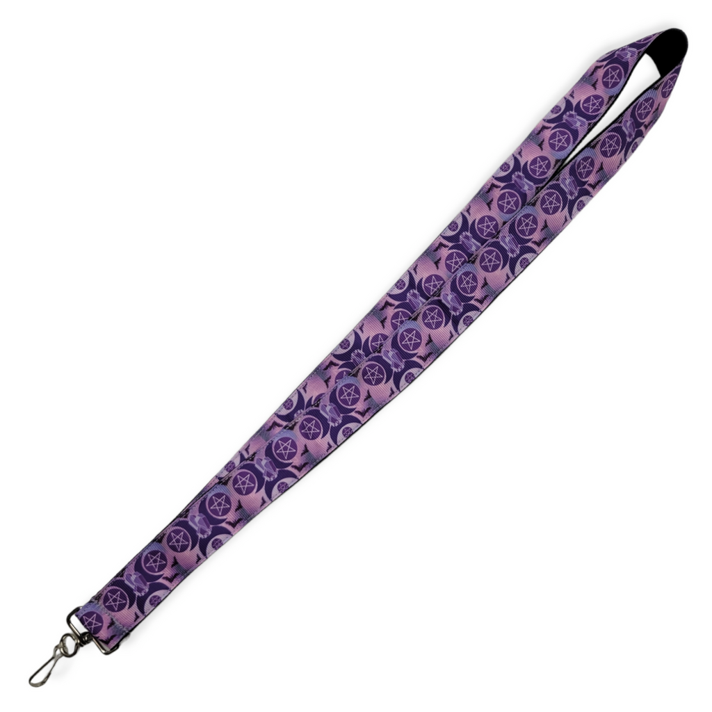 Purple & Pink Moon Goddess Lanyard  (1" hardware)