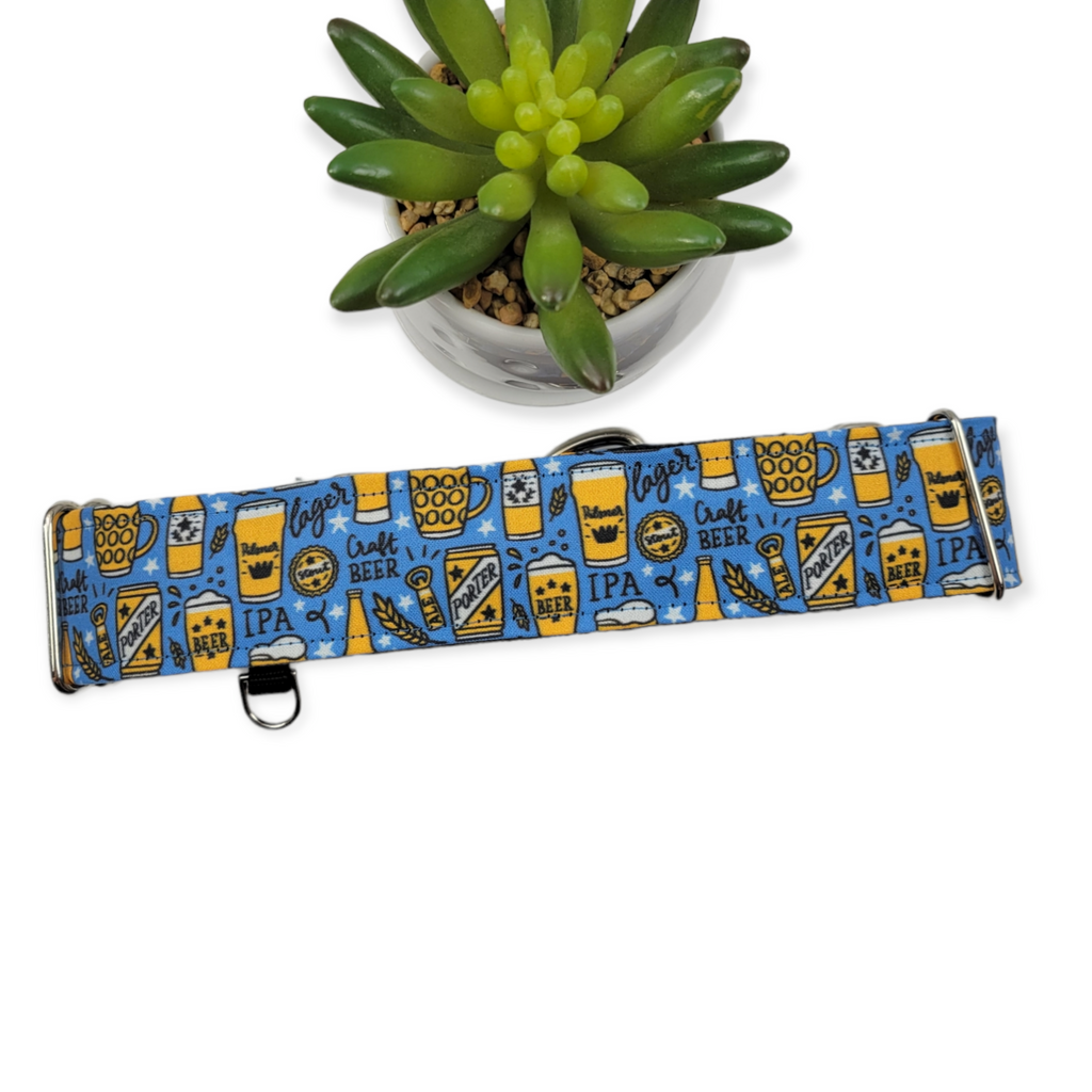 Craft Beer Martingale Dog Collar (Large, 1.5" wide)