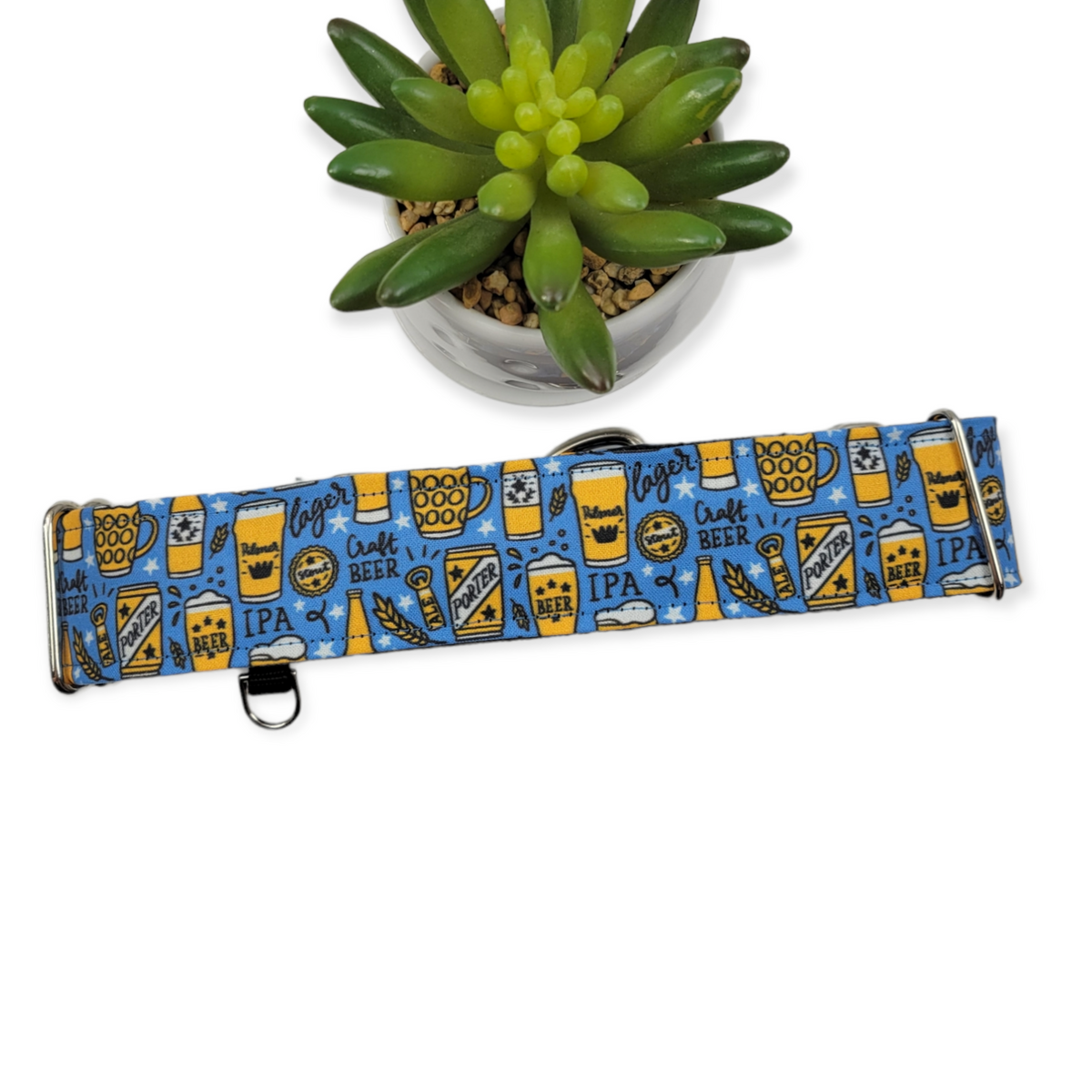 Craft Beer Martingale Dog Collar (Large, 1.5" wide)