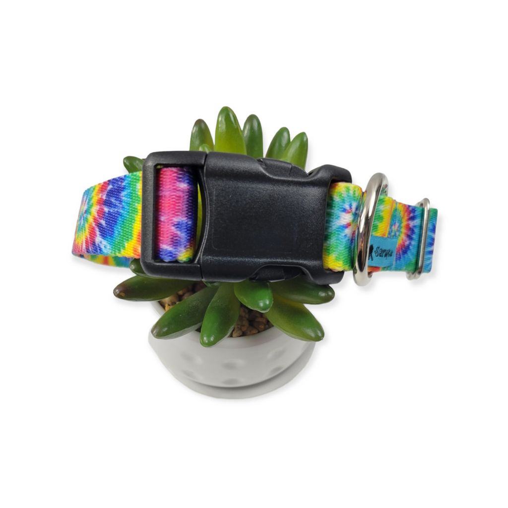 Tie Dye Reflective Dog Collar (Medium, 1" wide)