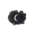 Black Rosette & Pearls Collar Flower- 4"