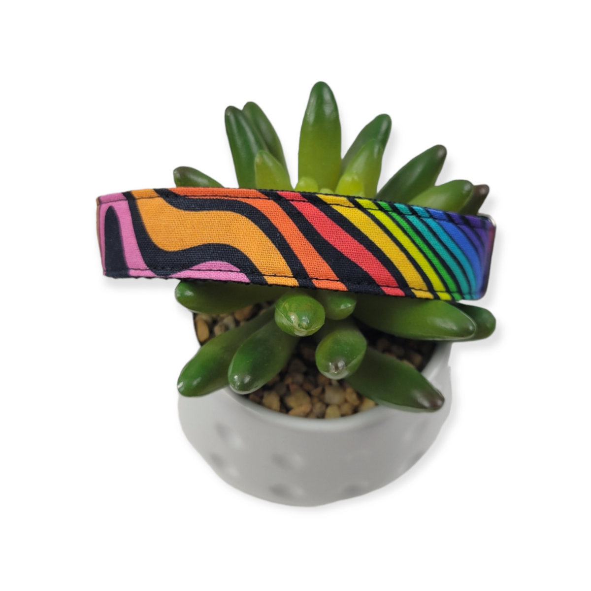 70's Psychedelic Black Dog Collar (Medium)