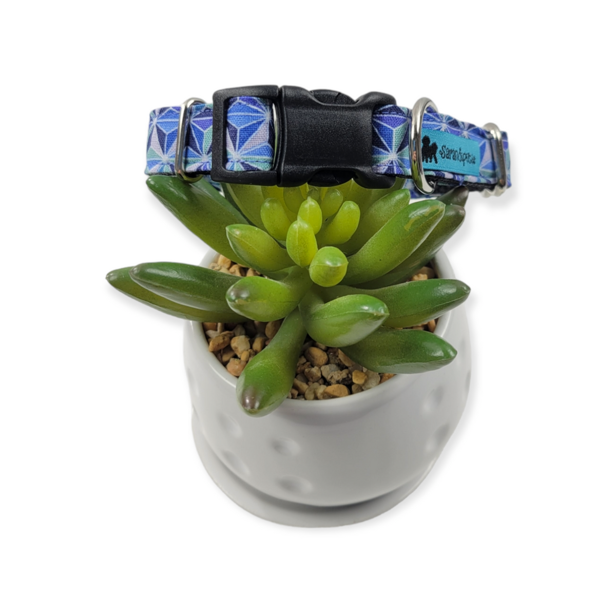 Faceted Geo Blue Dog Collar (Small)