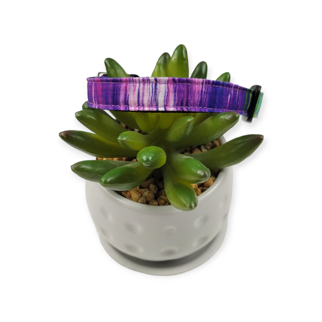 Watercolor Streaks in Pink & Purple dog collar (X-Small)