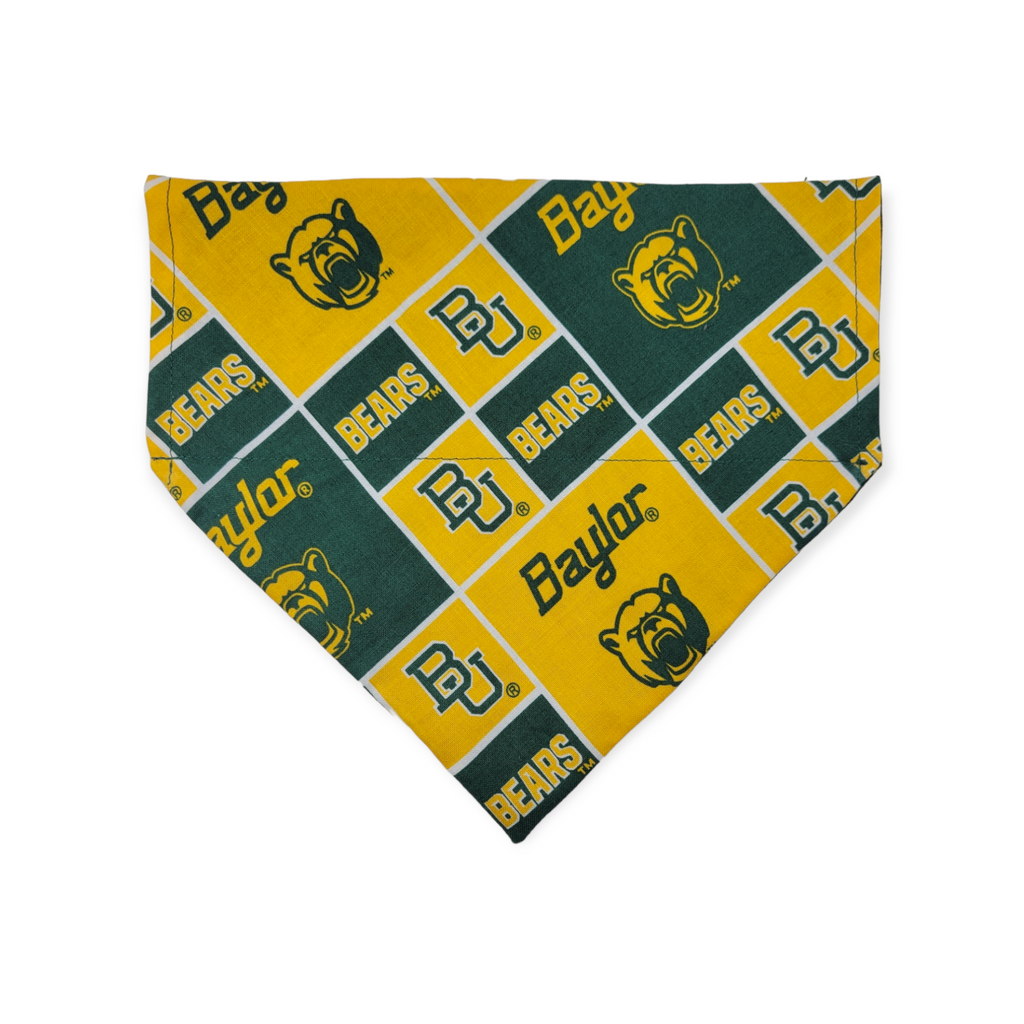 Baylor/Green Plaid Reversible Slide-on Bandana #2 (Medium)