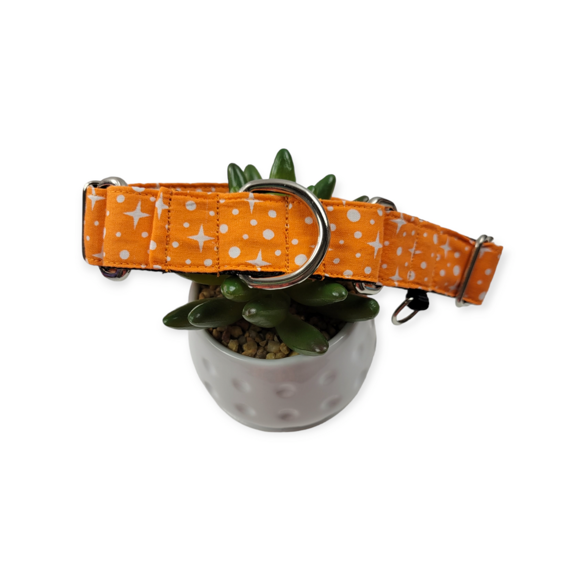 Orange Retro Martingale dog collar (Medium, 1" wide)