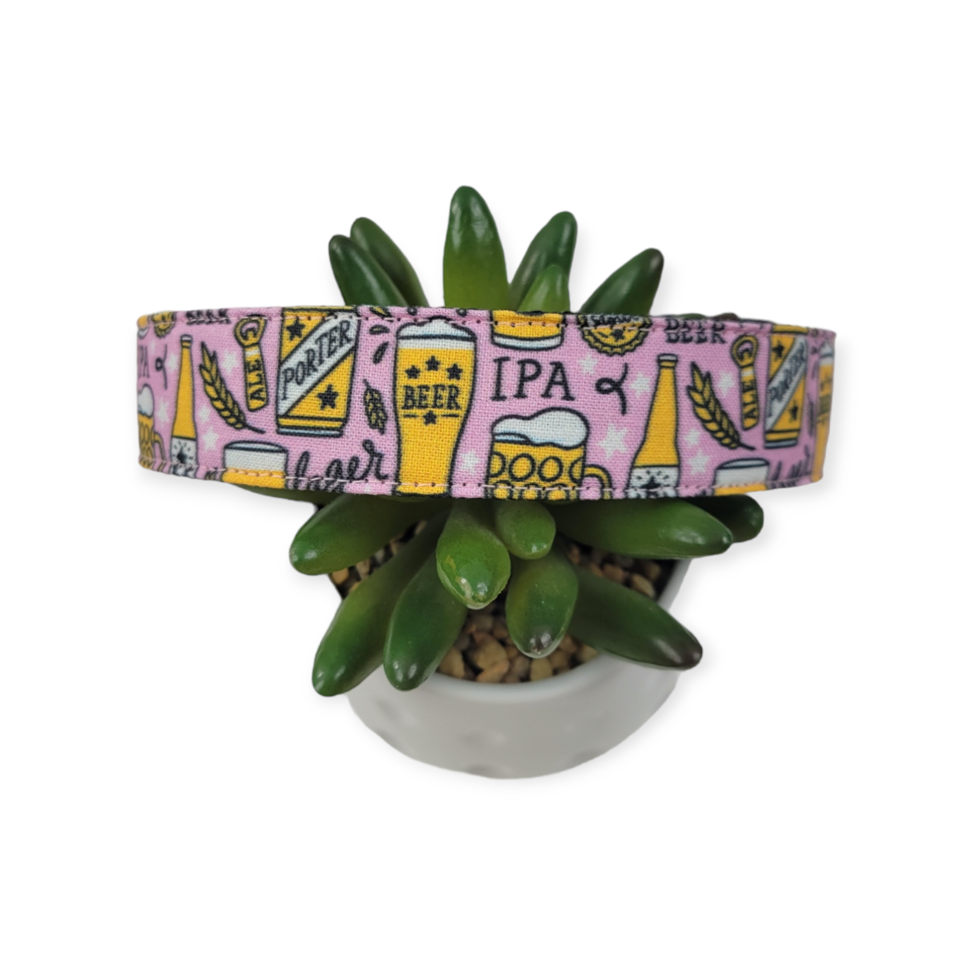 Craft Beer on Pink Dog collar (Large)