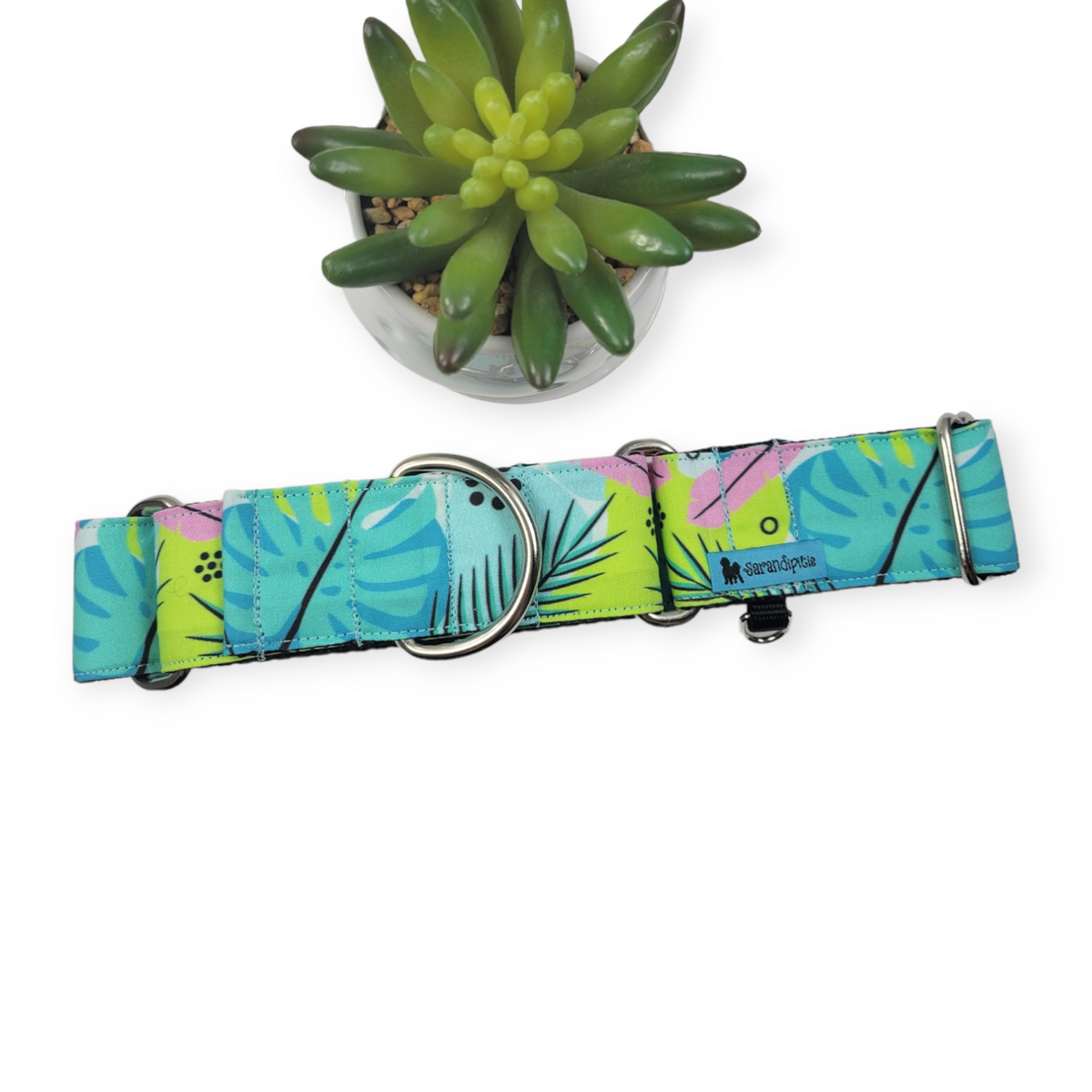 Malibu Tropics Martingale Dog Collar (Large, 1.5" wide)