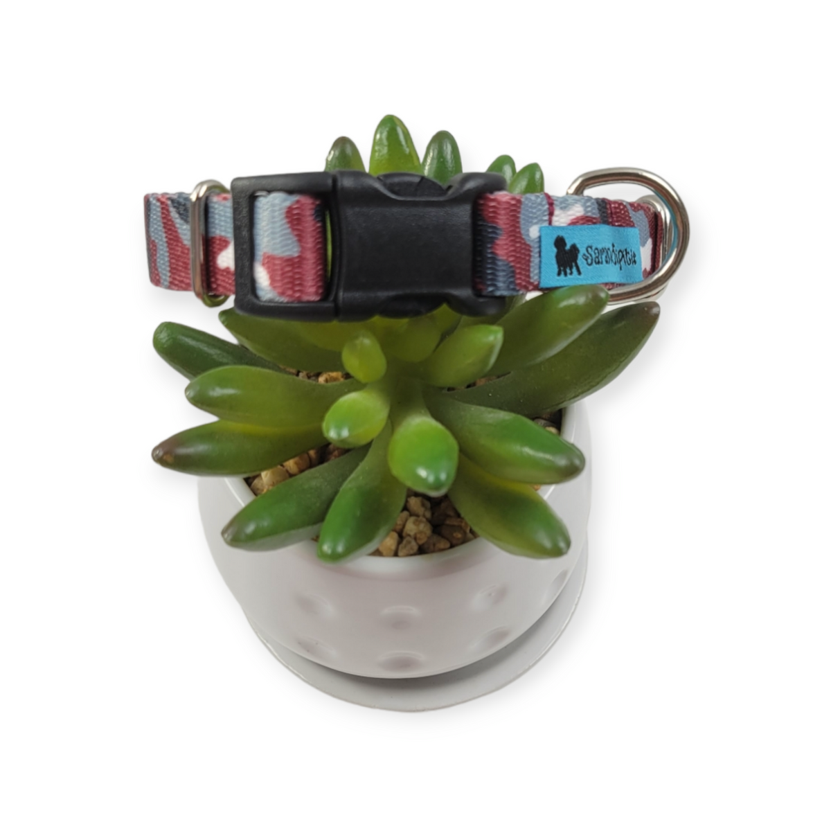 Crimson And White Camo Dog Collar (Small)