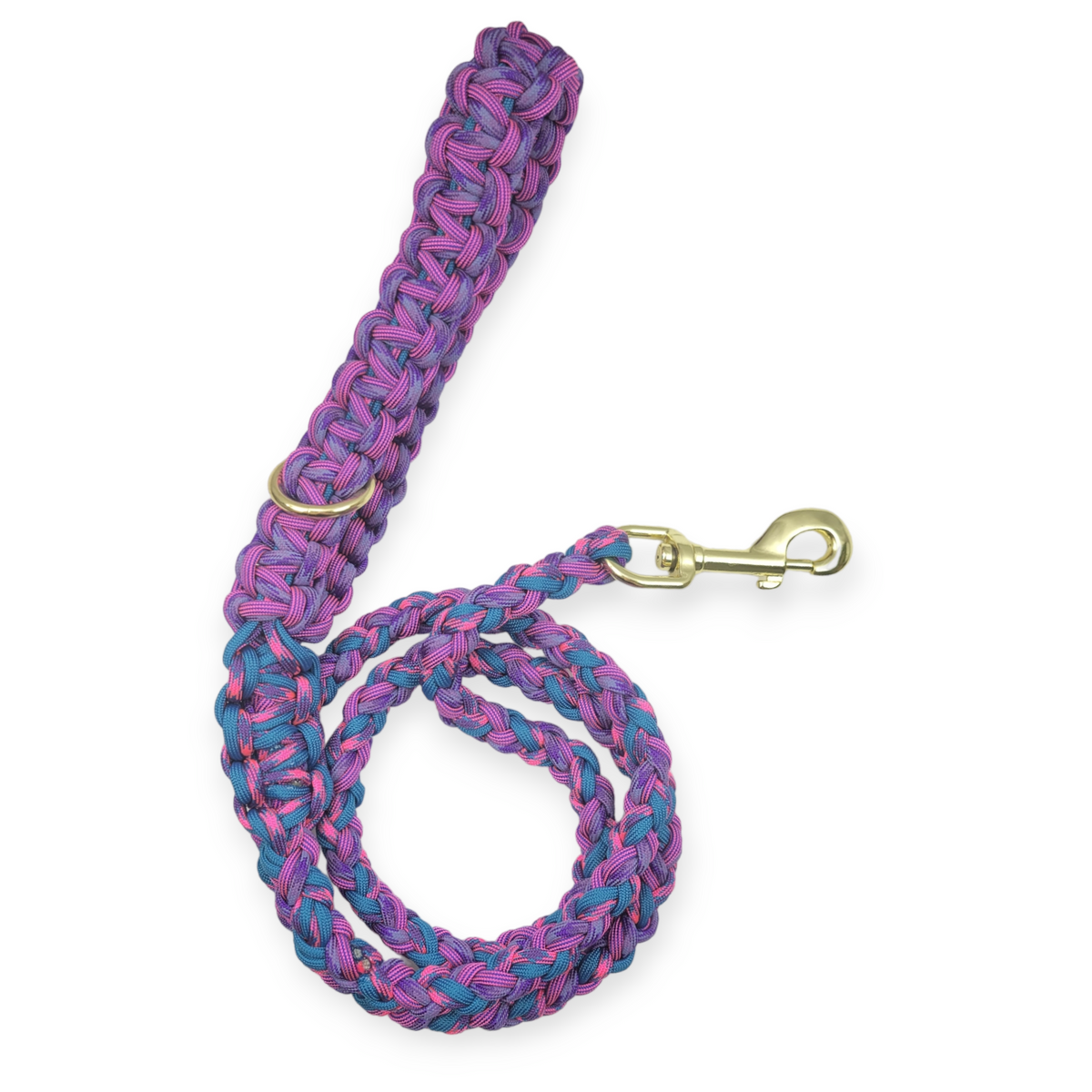 Teal, Purple & Pink Paracord Rope leash  (5')