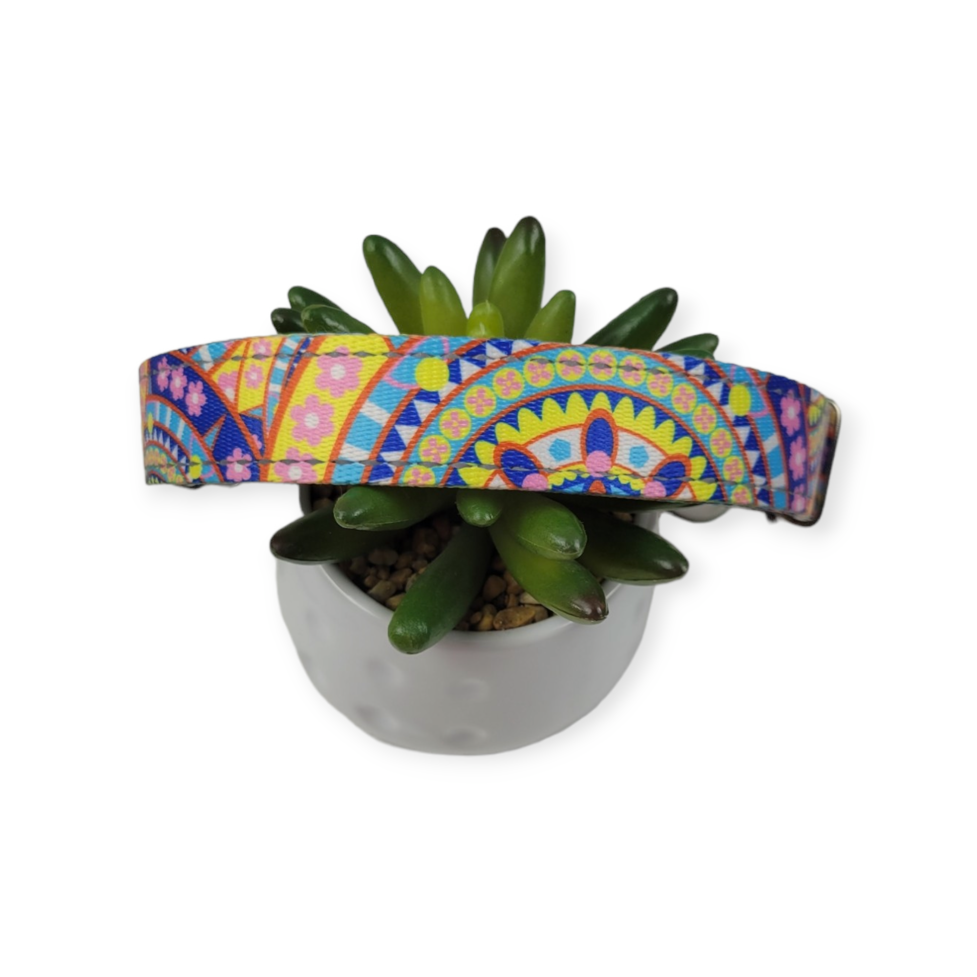 Yellow Boho Mandala Reflective Martingale Dog Collar (Large)