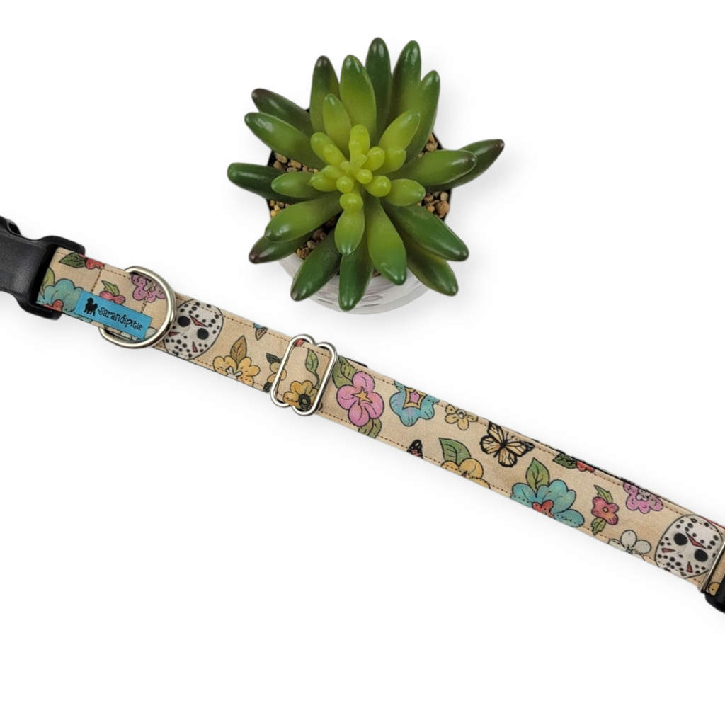 Crystal Lake Garden Dog collar (Medium, 1" wide)