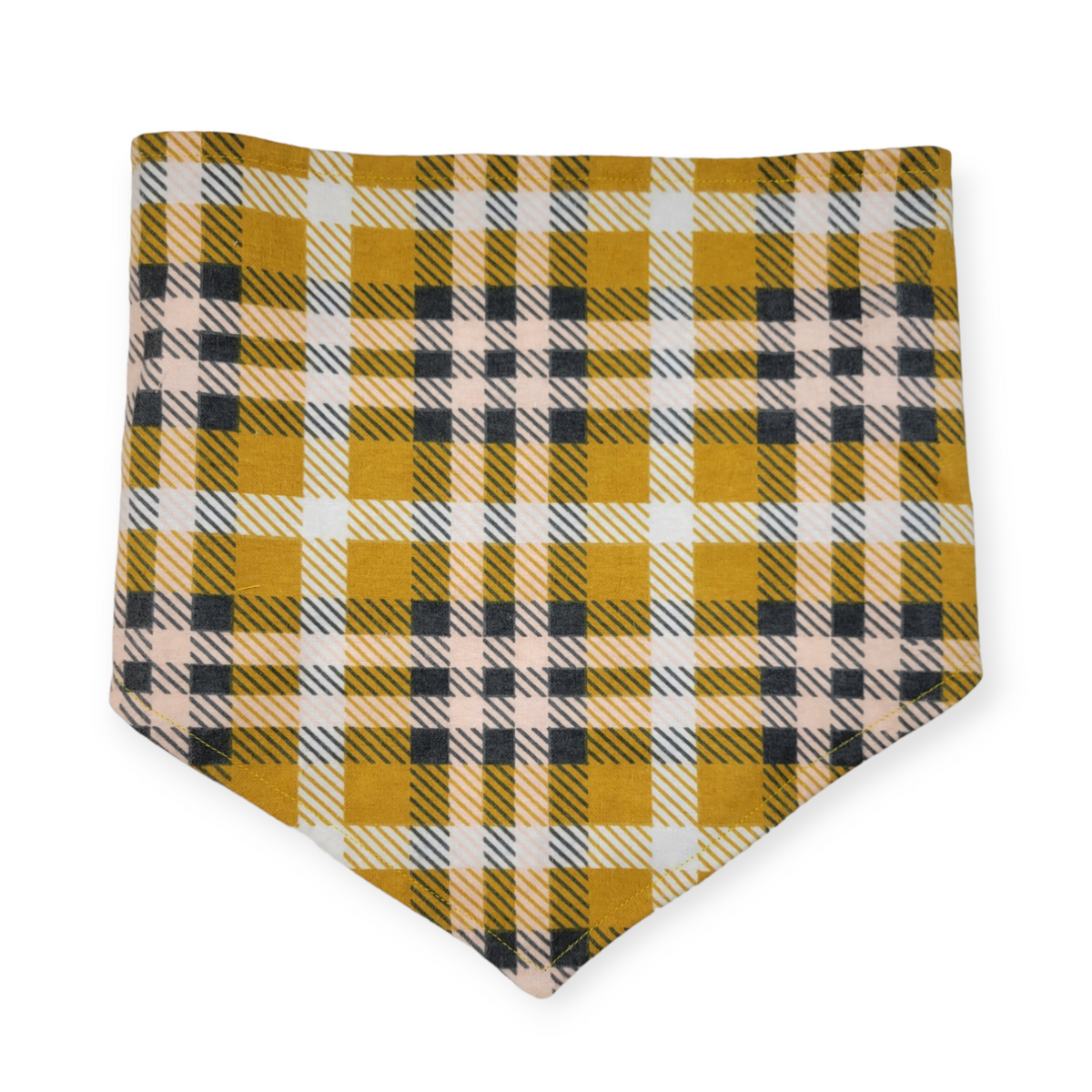 Pumpkin Ravens/Mustard Plaid Reversible Tie-on Bandana (Large)