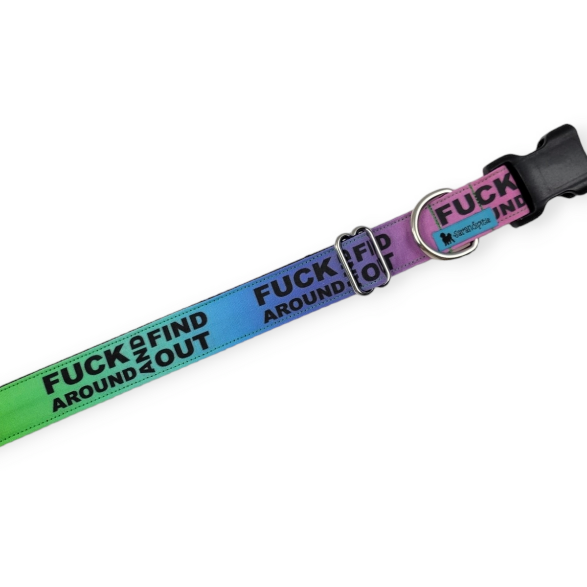 FAFO on Rainbow Dog Collar (Medium, 1" wide)