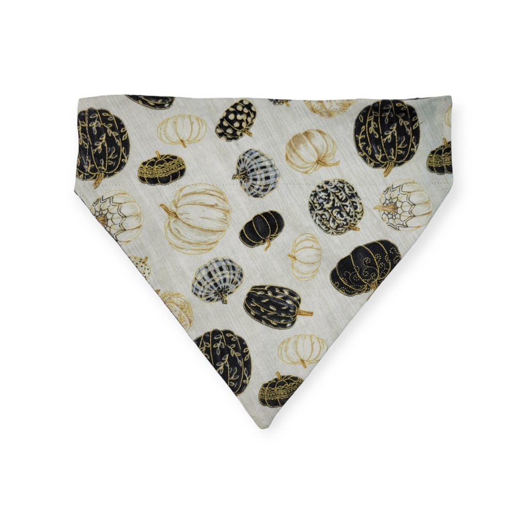 Pumpkin Quilt/Gray & Tan Plaid Reversible Slide-on Bandana (Medium)